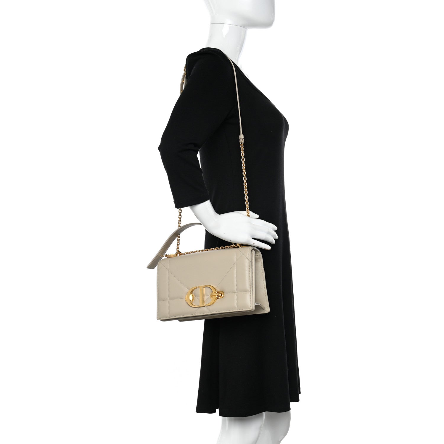 Christian Dior Lambskin Maxi Cannage 30 Montaigne Chain Top Handle Bag Beige 2 of 12