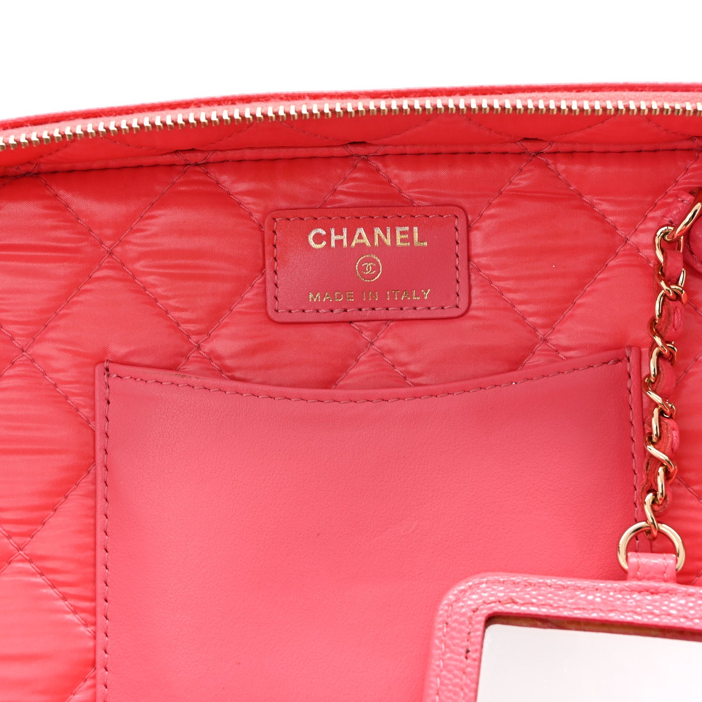 Caviar Quilted Large Vanity Pouch Pink