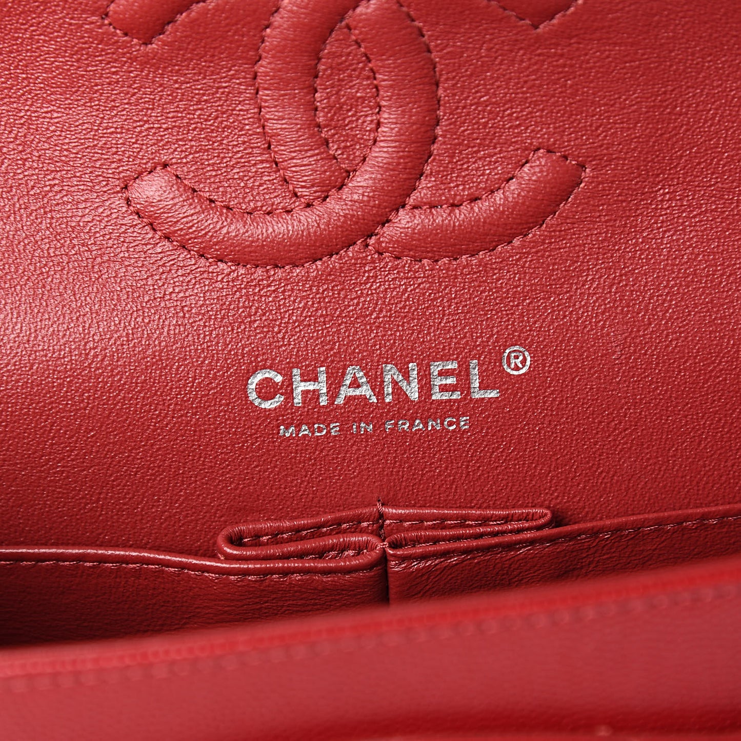 Caviar Quilted Small Double Flap Red
