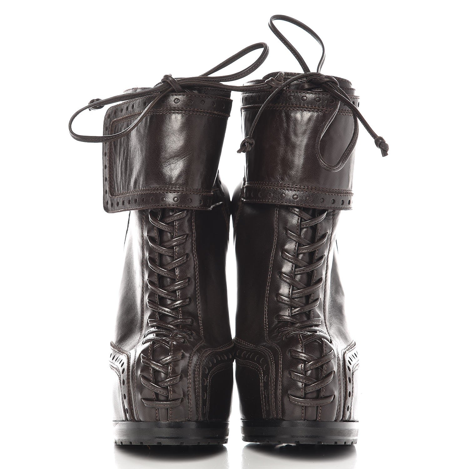Saint Laurent Nappa Tribtoo 105 Lace Up Booties 37 Chocolate 2 of 11