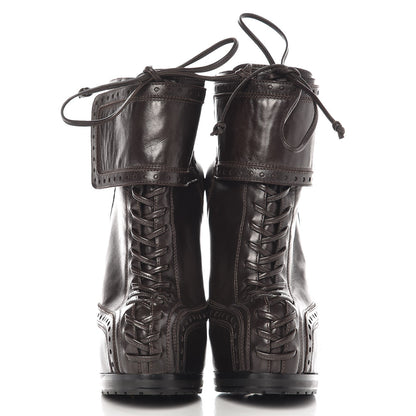 Saint Laurent Nappa Tribtoo 105 Lace Up Booties 37 Chocolate 2 of 11