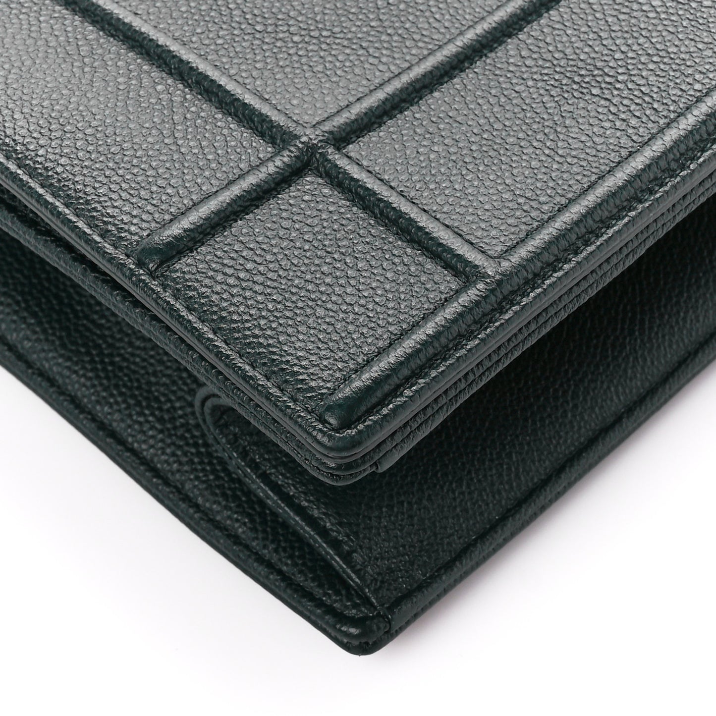 Grained Calfskin Large Diorama Flap Bag Green