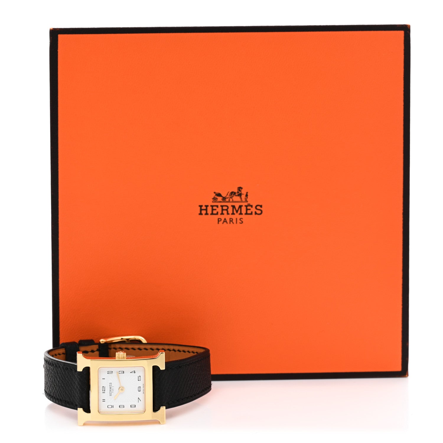 Hermes Stainless Steel Epsom 21mm Heure H Hour Quartz Watch Noir 5 of 5