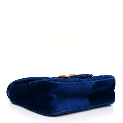 Gucci Velvet Matelasse Small GG Marmont Shoulder Bag Cobalt Blue 4 of 10