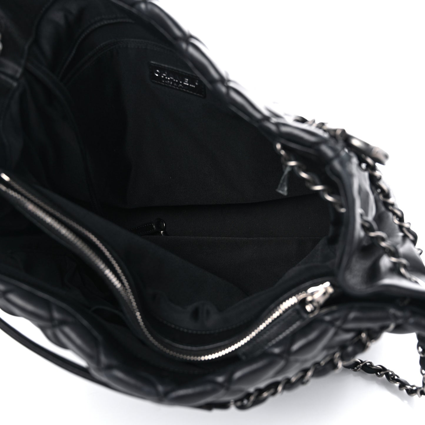 Lambskin Quilted Medium New Bubble North South Tote Black