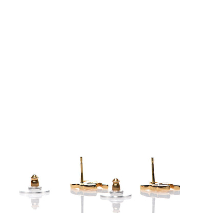 Chanel Metal CC Paris Button Stud Earrings Gold 3 of 5