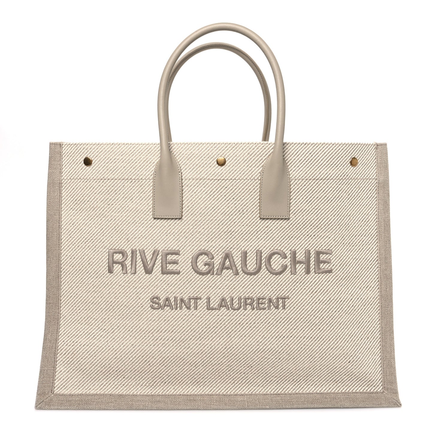 Linen Calfskin Rive Gauche Tote Beige Sea Salt