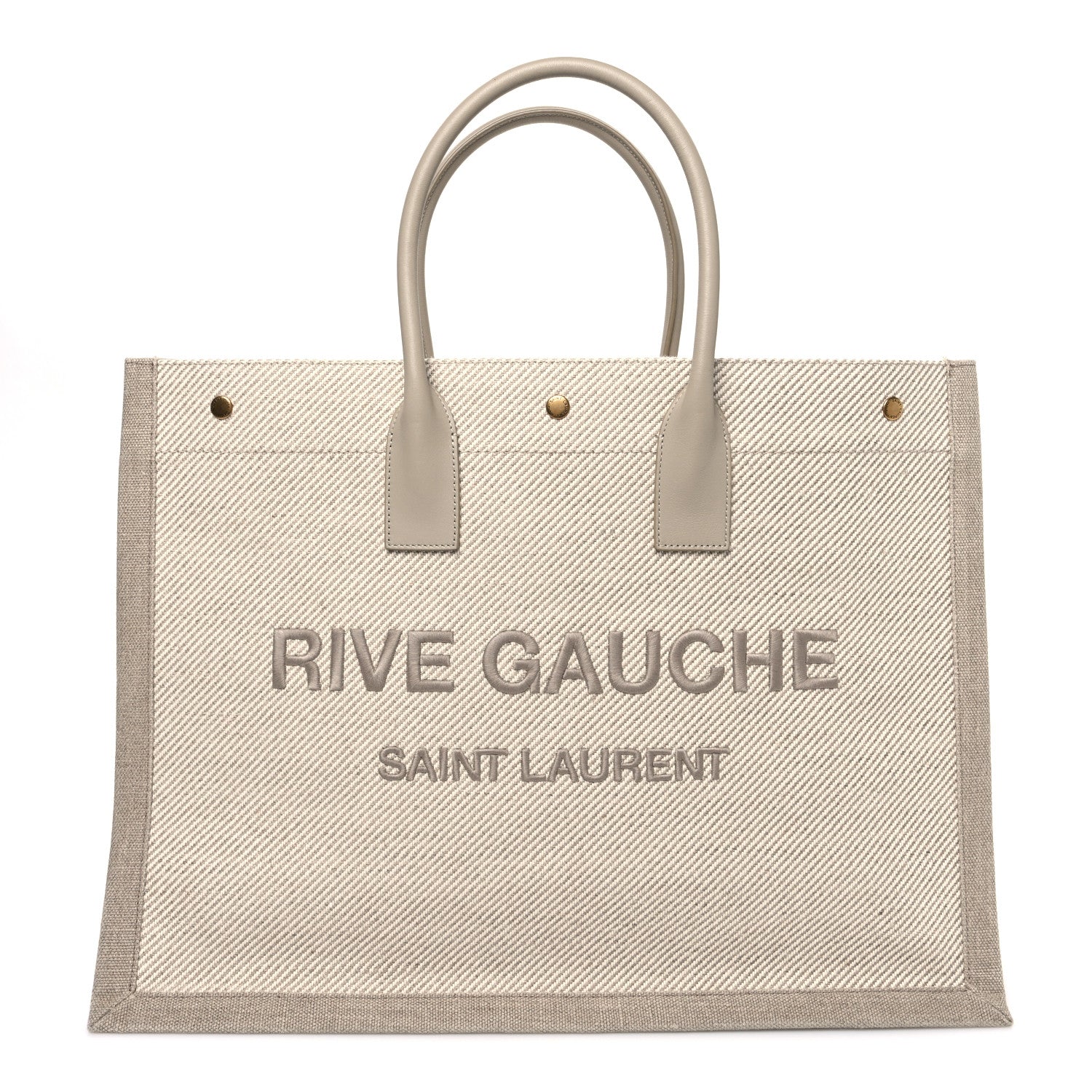 Saint Laurent Linen Calfskin Rive Gauche Tote Beige Sea Salt 1 of 10