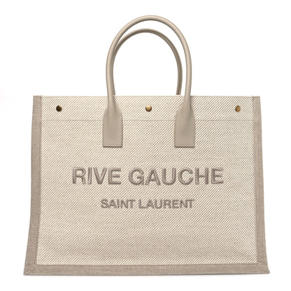 Saint Laurent Linen Calfskin Rive Gauche Tote Beige Sea Salt 1 of 10