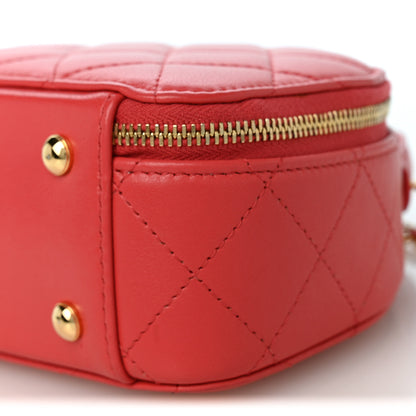 Chanel Lambskin Quilted Small Chic Riviera Top Handle Vanity Case Red 10 of 10