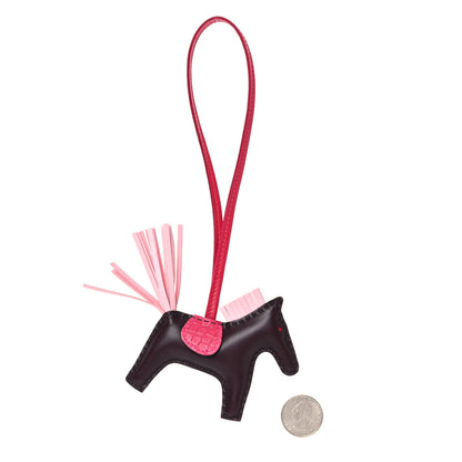 Hermes Milo Lambskin Matte Alligator Touch Grigri Rodeo Horse Bag Charm PM Rouge Sellier Framboise Rose Sakura 2 of 4