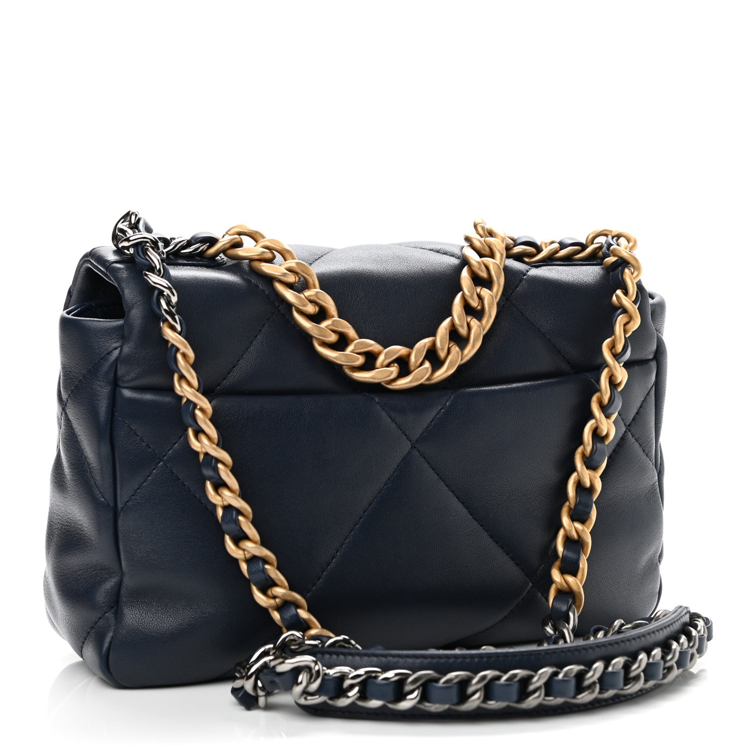 Chanel Goatskin Quilted Medium Chanel 19 Flap Navy Blue 3 of 10