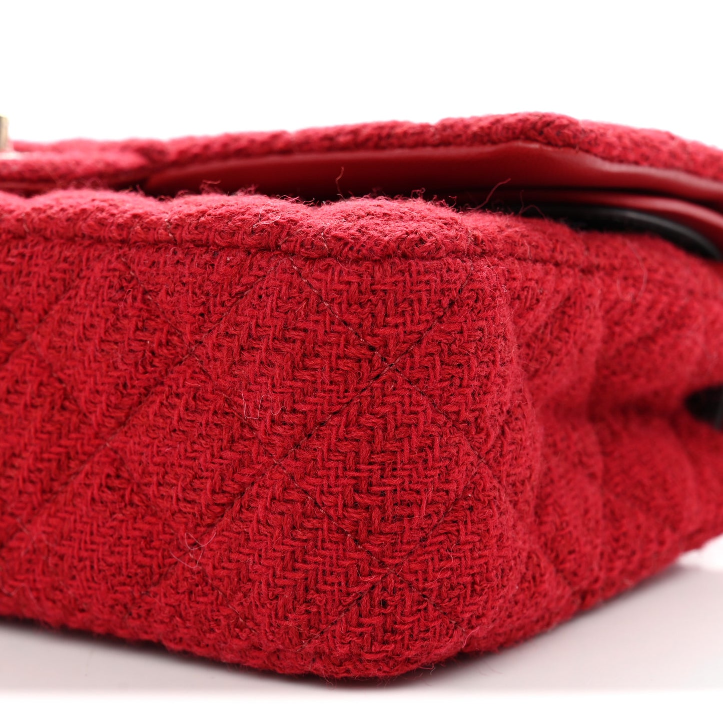 Tweed Quilted Medium Double Flap Red