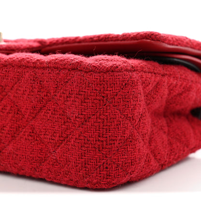 Chanel Tweed Quilted Medium Double Flap Red 10 of 11