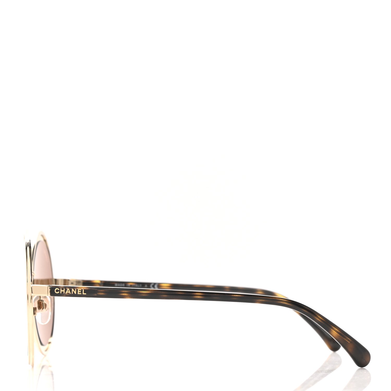 Chanel Metal Round Sunglasses 4226 Tortoise Gold 2 of 6