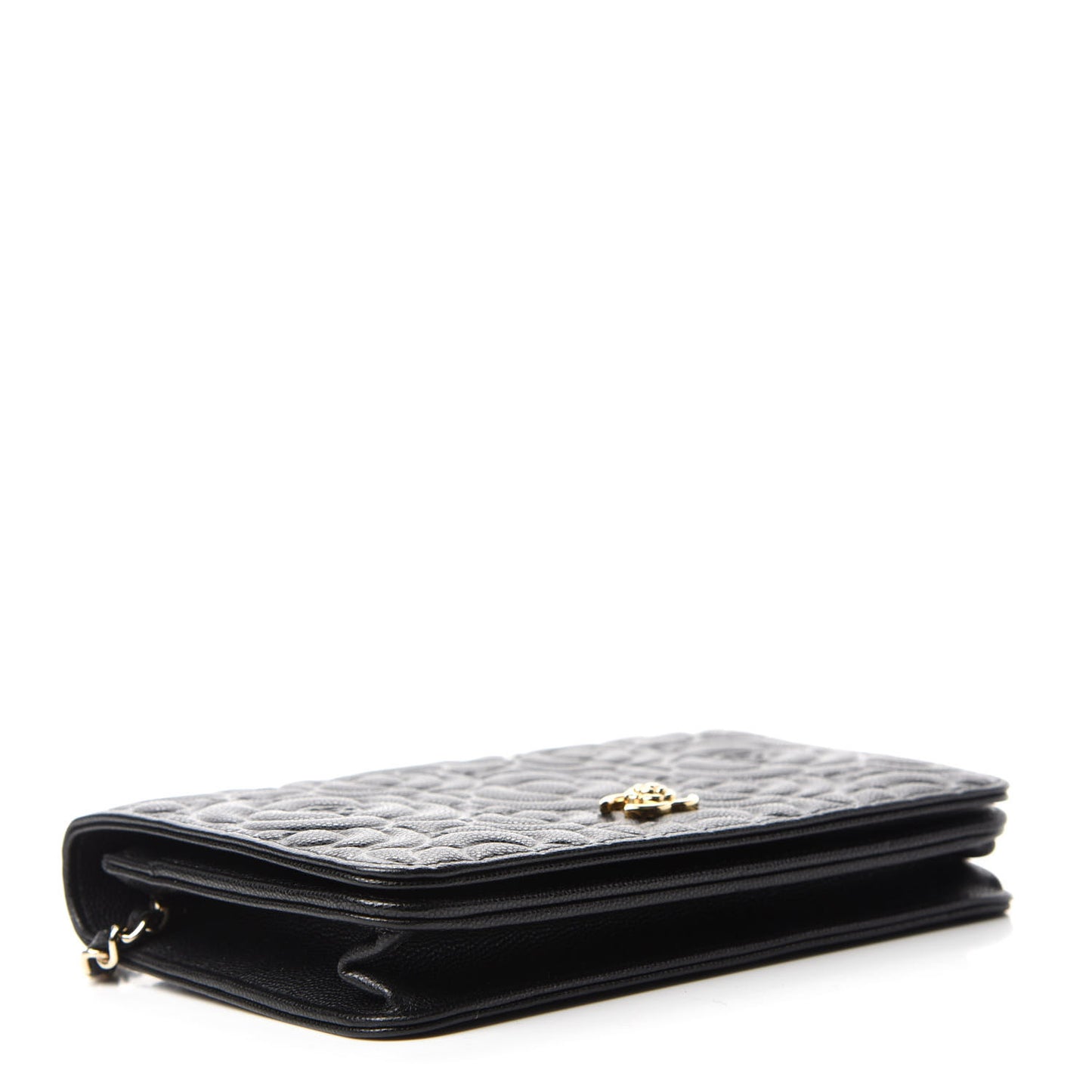 Caviar Camellia Embossed Wallet On Chain WOC Black