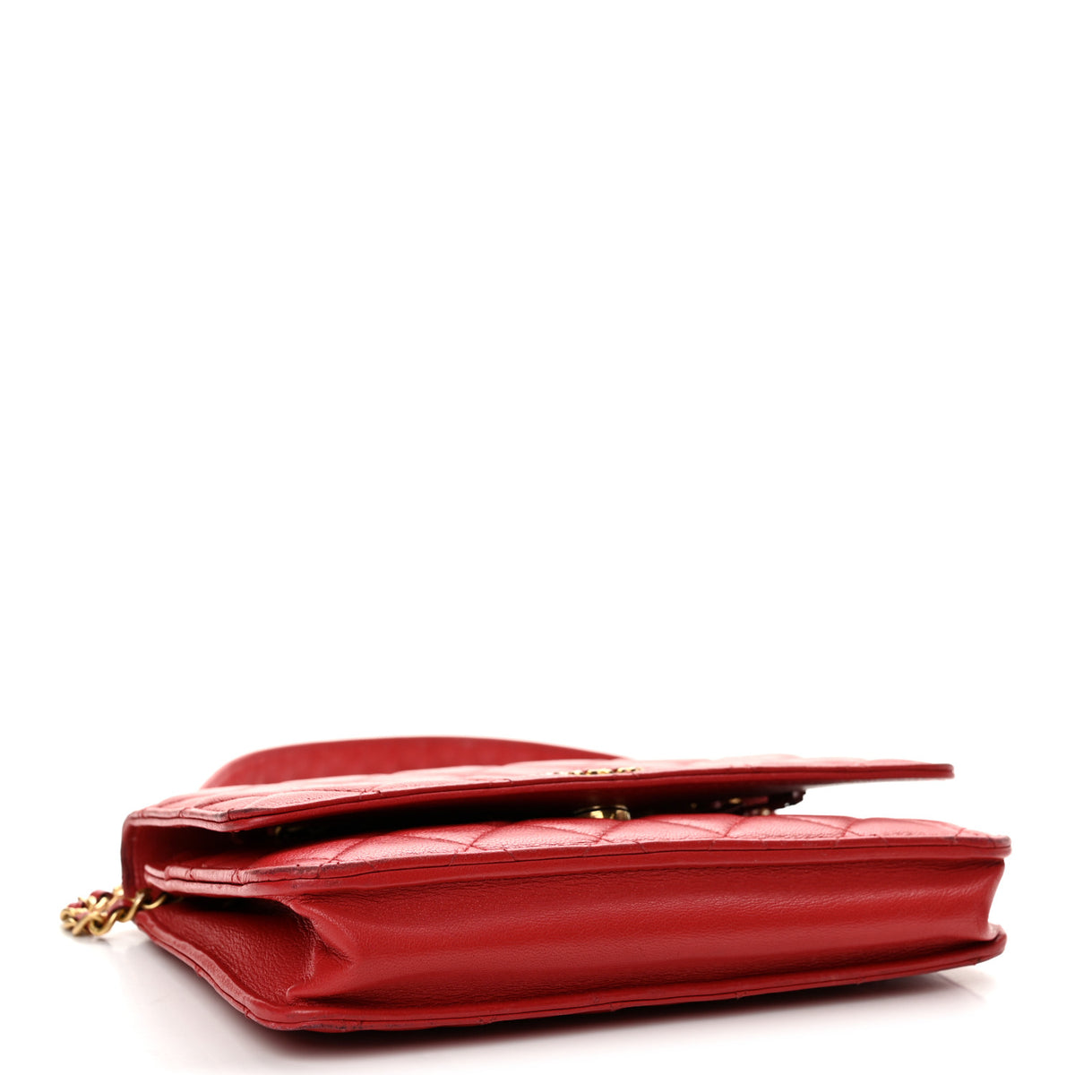 Lambskin Quilted Infinity Wallet On Chain WOC Red