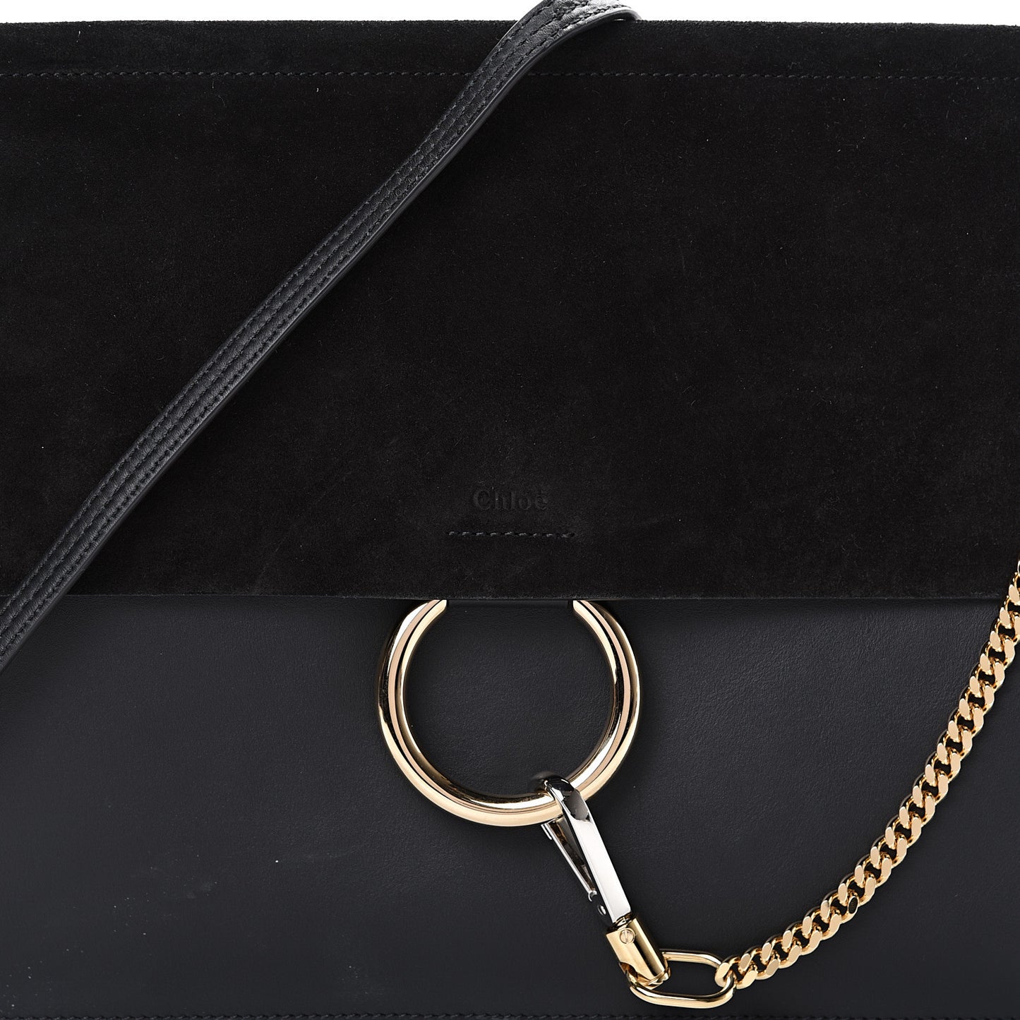 Suede Calfskin Medium Faye Shoulder Bag Black