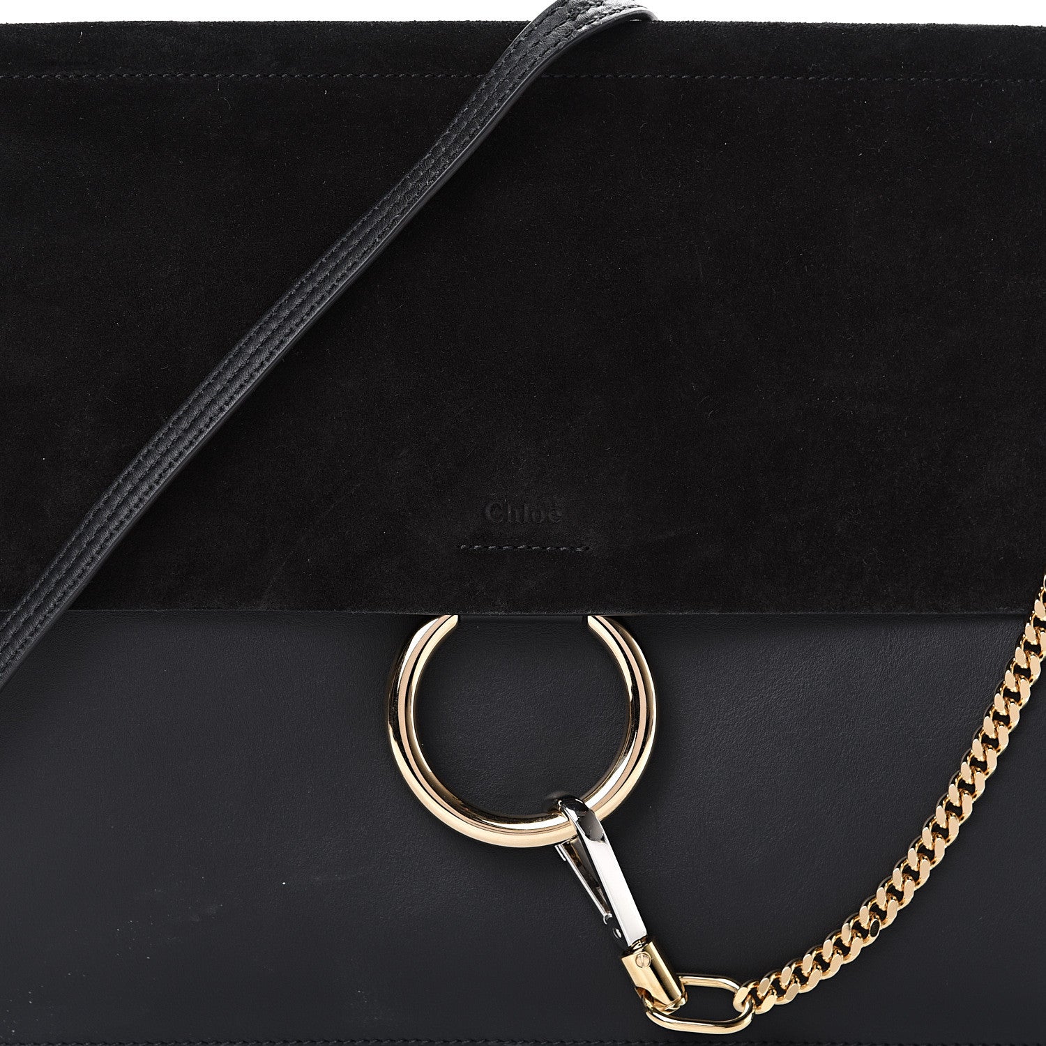 Chloe Suede Calfskin Medium Faye Shoulder Bag Black 9 of 14