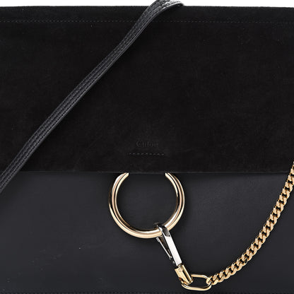 Chloe Suede Calfskin Medium Faye Shoulder Bag Black 9 of 14