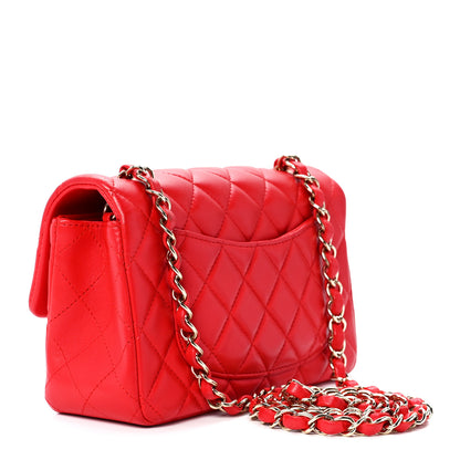 Chanel Lambskin Quilted Mini Rectangular Flap Red 3 of 12
