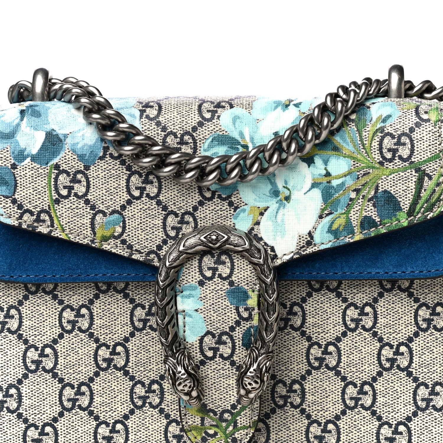 Gucci GG Supreme Monogram Blooms Mini Dionysus Shoulder Bag Beige Navy Vintage Blue 8 of 20