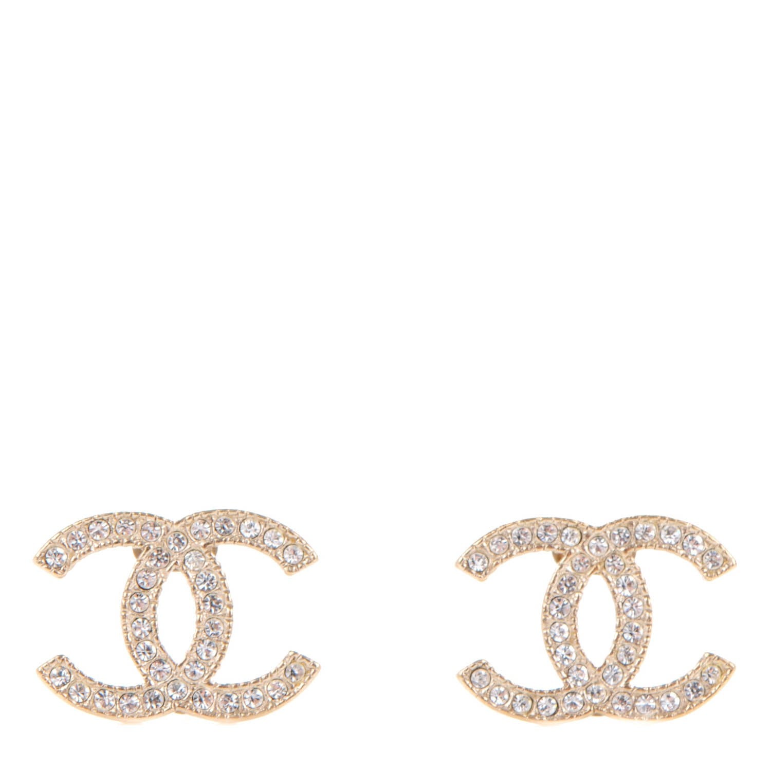 Chanel Crystal CC Earrings Gold 1 of 5