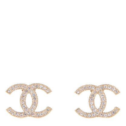 Chanel Crystal CC Earrings Gold 1 of 5