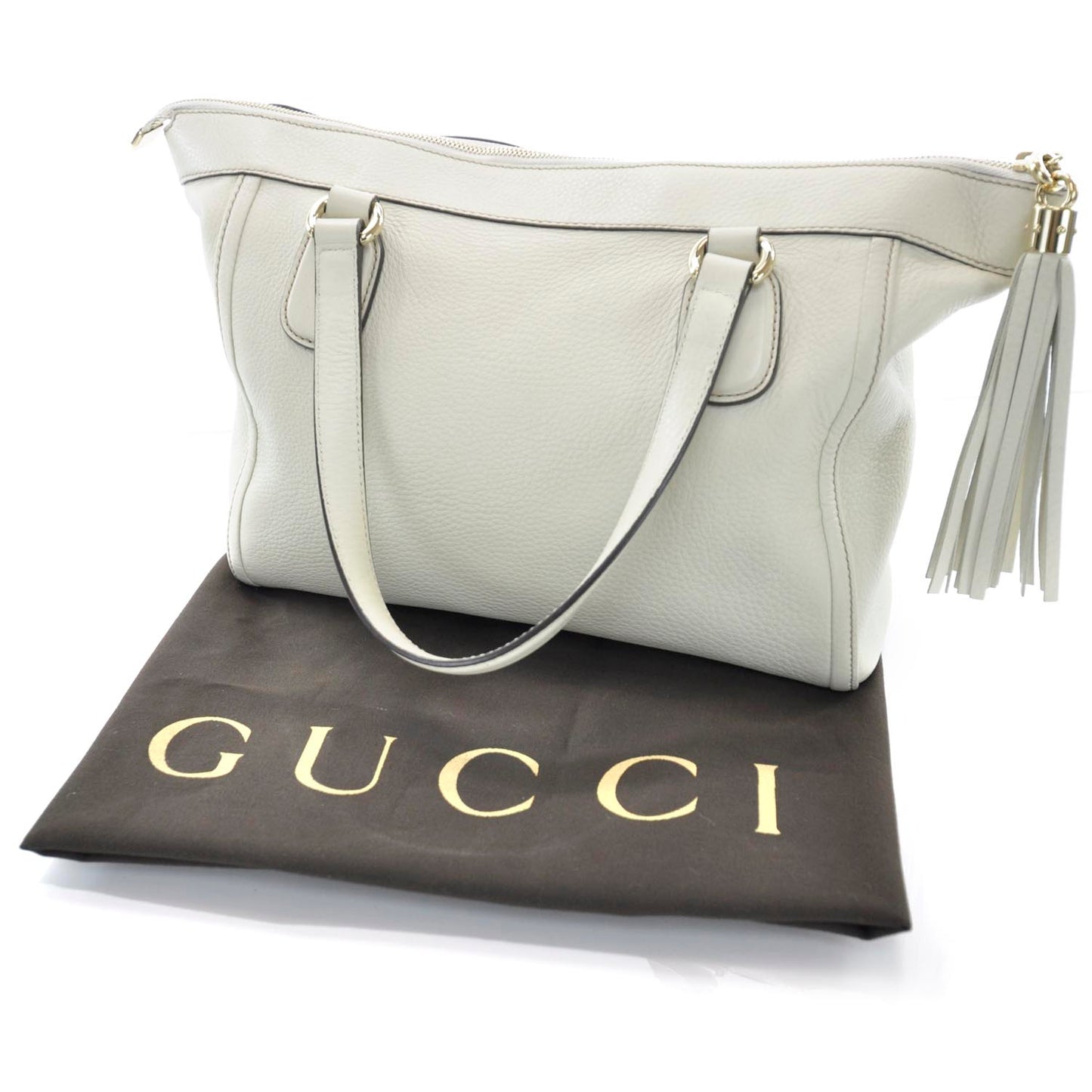 Pebbled Calfskin Small Soho Top Handle Bag Off White