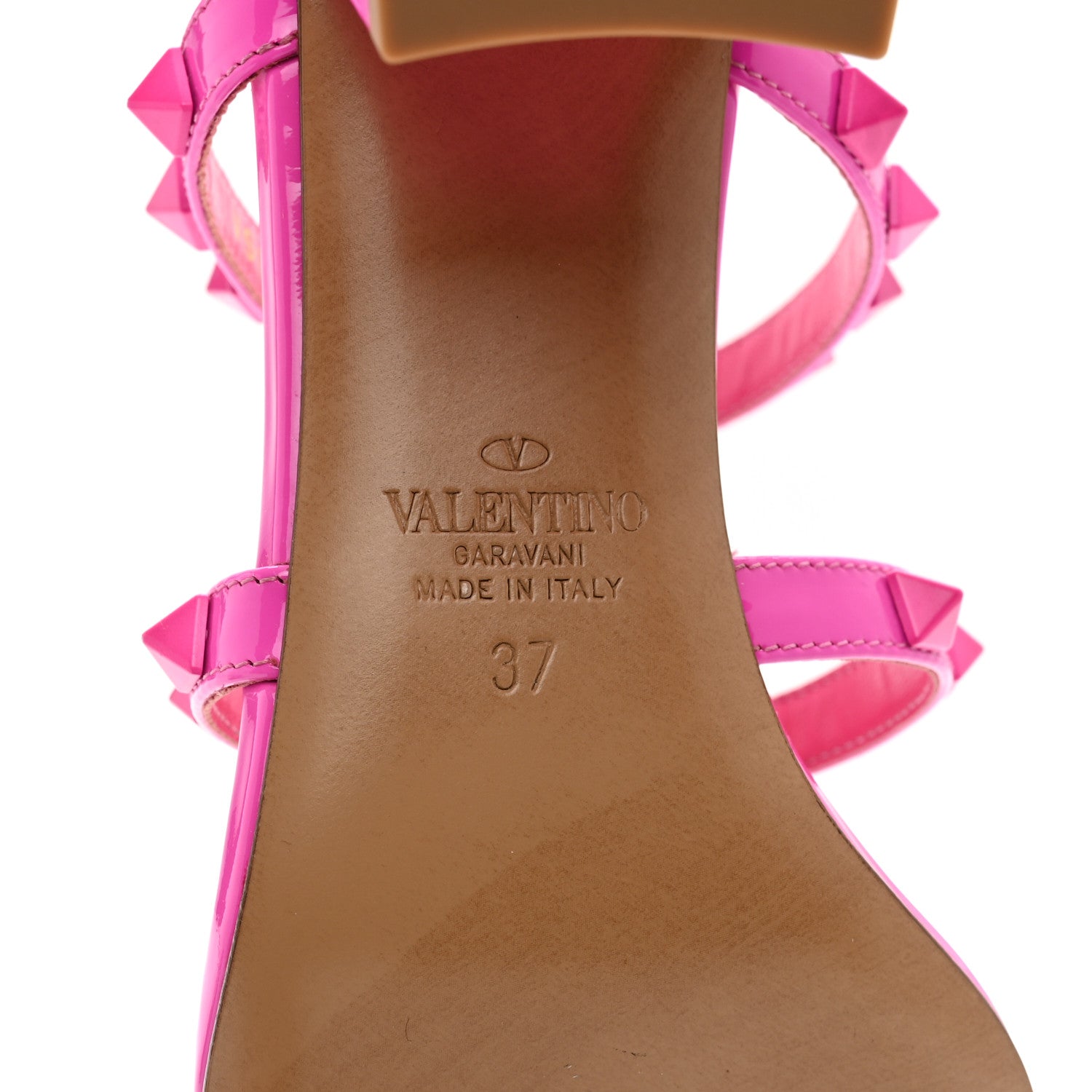 Valentino Garavani Patent Lacquered Monochrome Rockstud 60mm Caged Slide Sandals 37 Pink PP 8 of 9