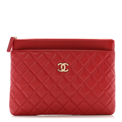 Chanel Lambskin Quilted Flap Cosmetic Case Red 1 of 8