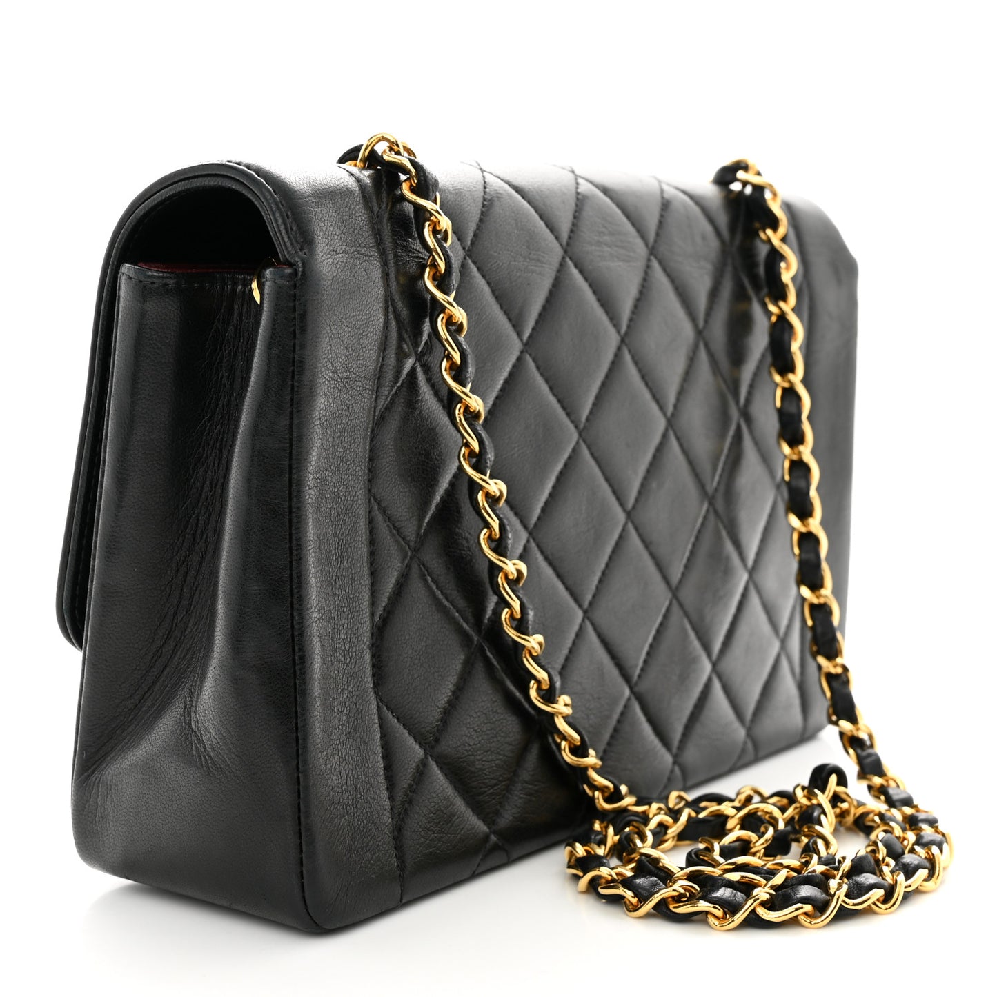 Lambskin Quilted Medium Single Flap Black