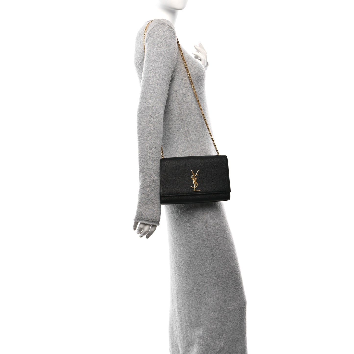 Grain De Poudre Medium Classic Monogram Kate Satchel Black