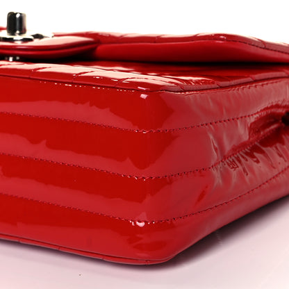 Chanel Patent Calfskin Chevron Quilted Mini Rectangular Flap Red 9 of 11