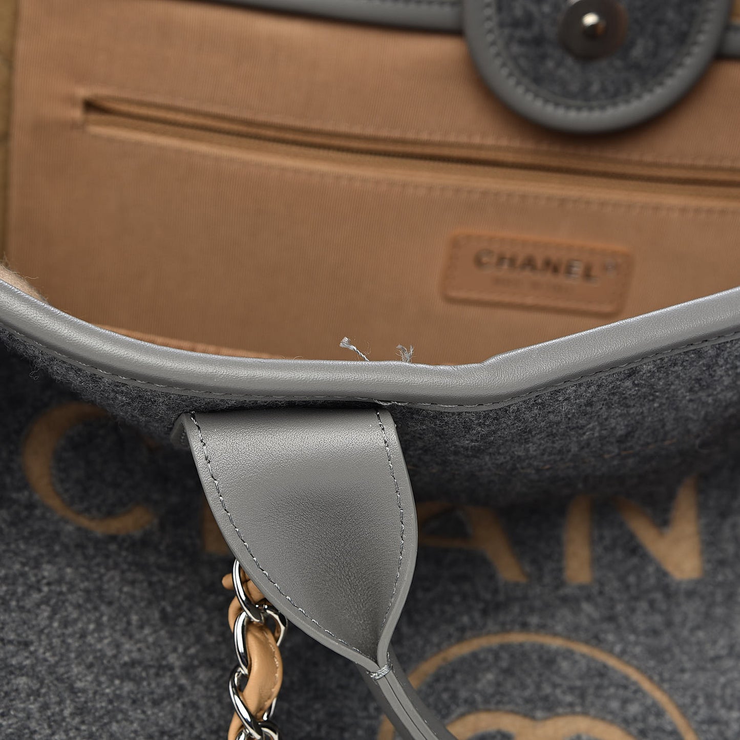 Wool Felt Large Deauville Tote Grey Beige