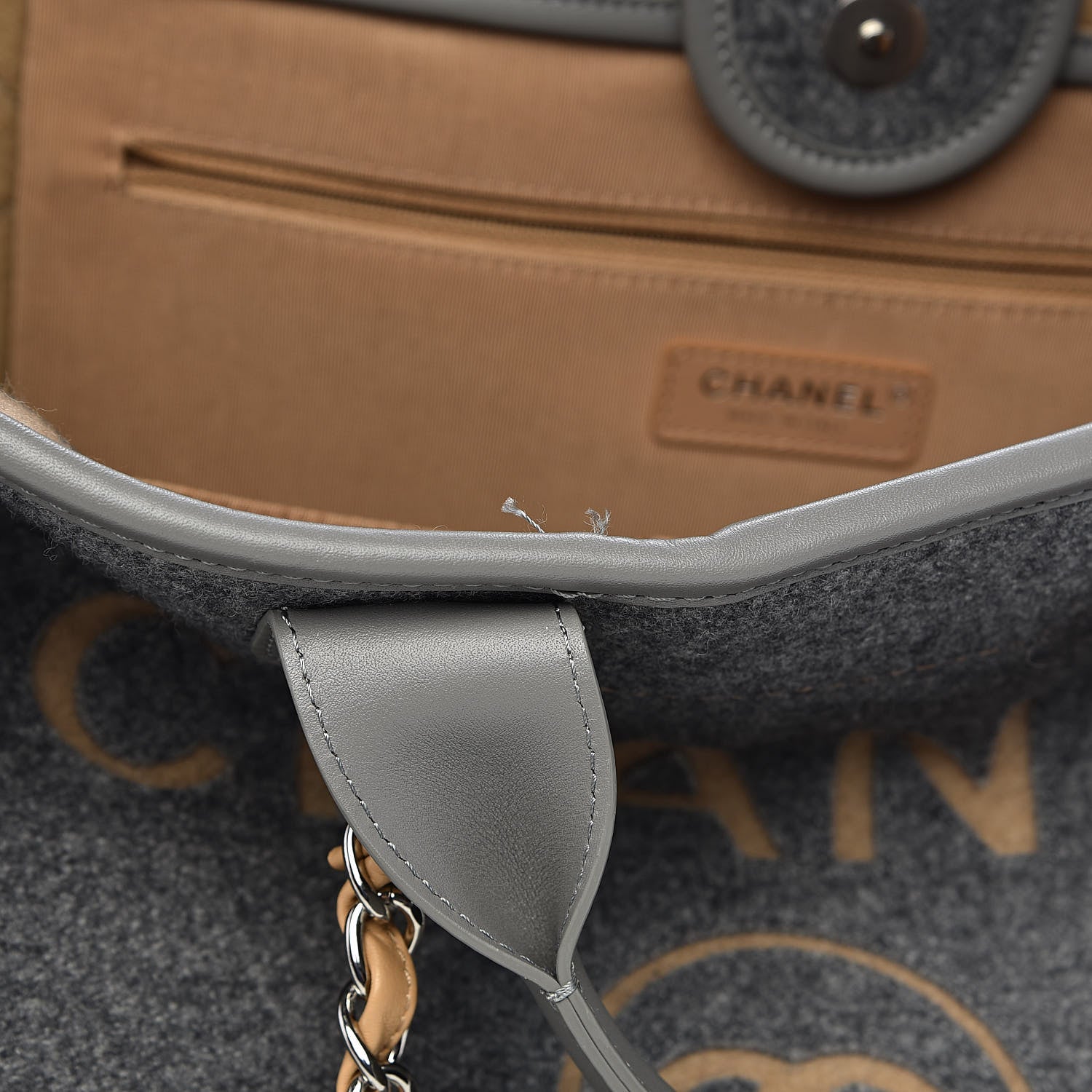 Chanel Wool Felt Large Deauville Tote Grey Beige 8 of 11