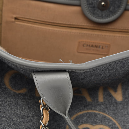 Chanel Wool Felt Large Deauville Tote Grey Beige 8 of 11