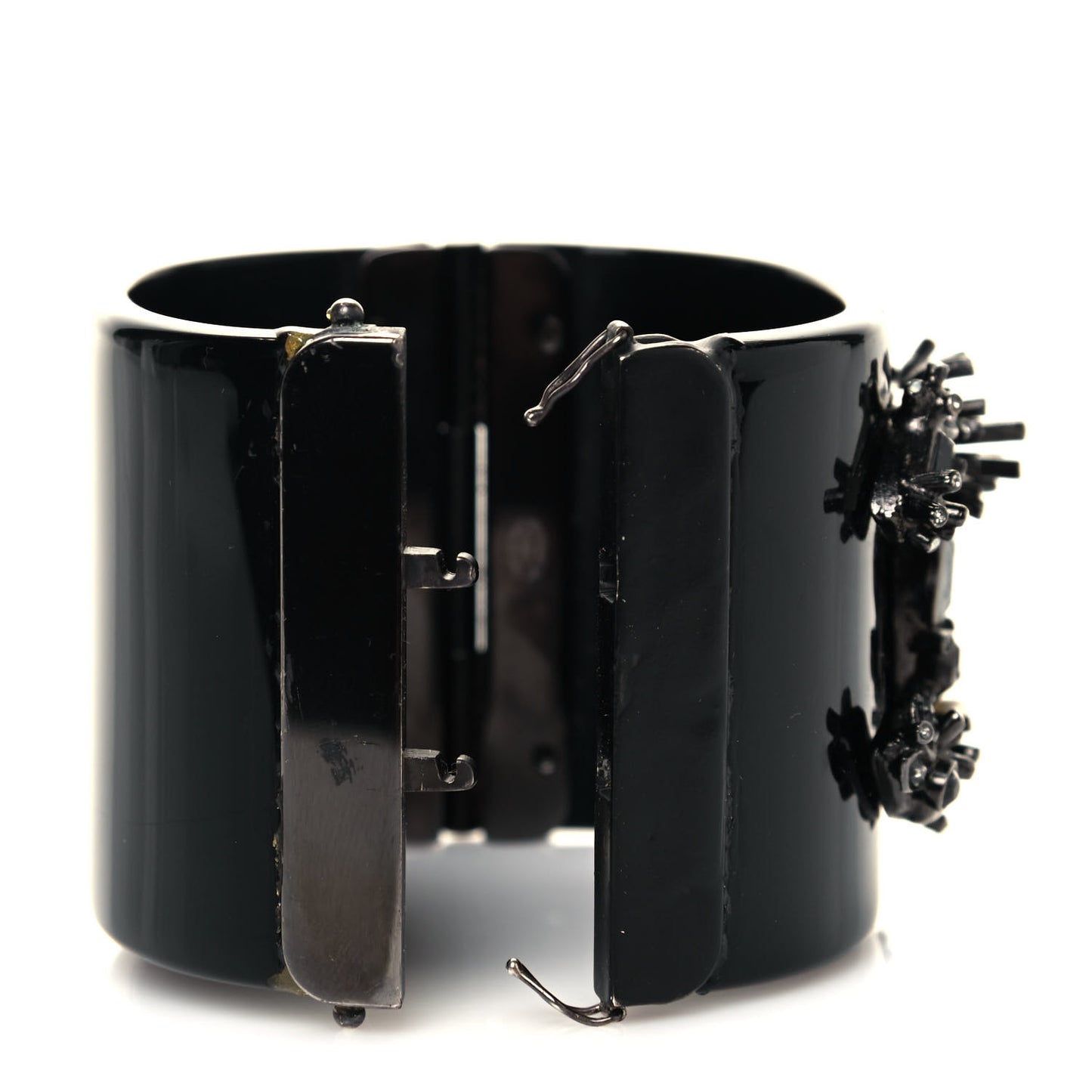 Crystal Marquise CC Logo Cuff Bracelet Black Multicolor