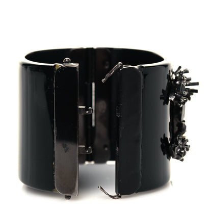 Chanel Crystal Marquise CC Logo Cuff Bracelet Black Multicolor 5 of 9