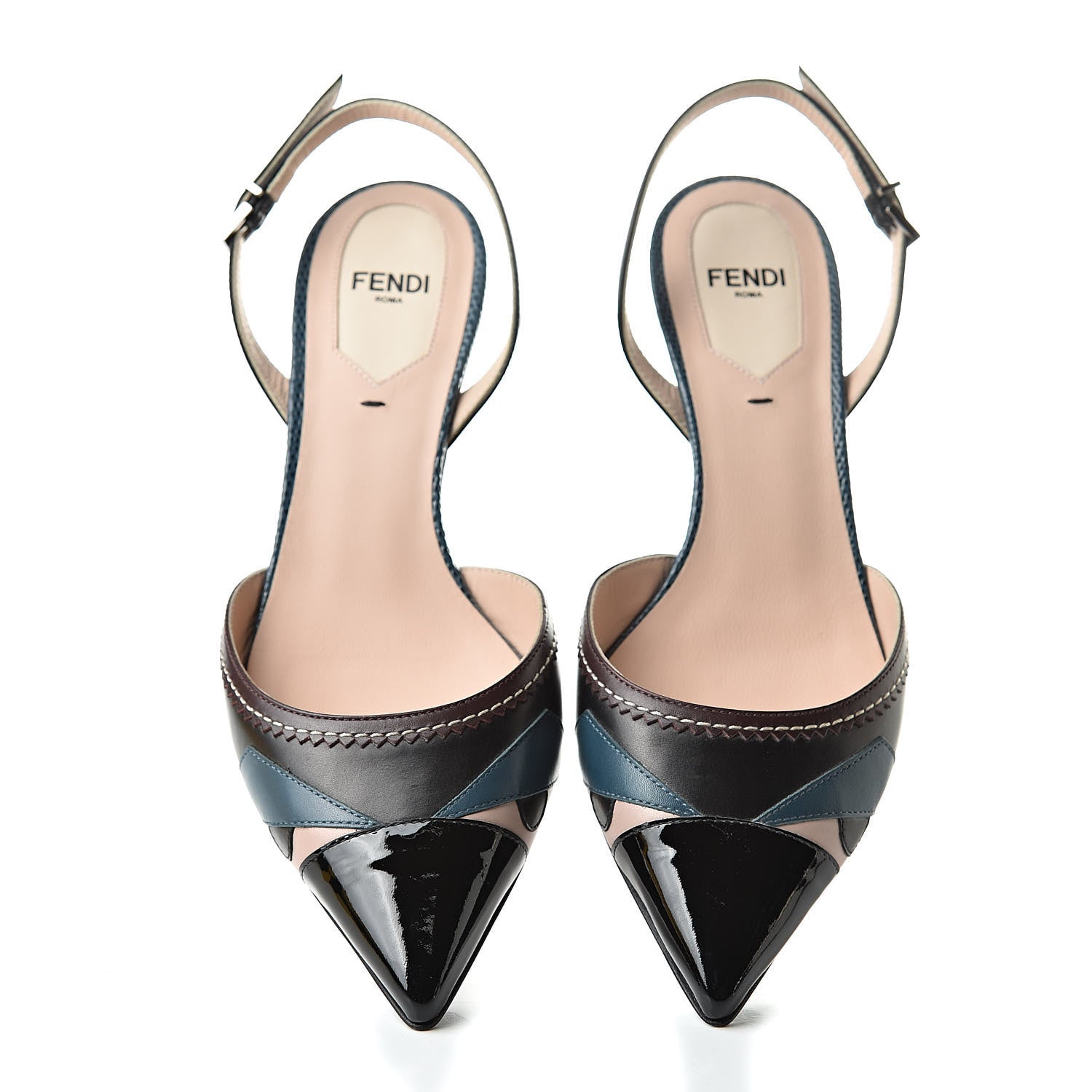 Fendi Patent Calfskin Bug Slingback Pumps 37 Multicolor 5 of 9