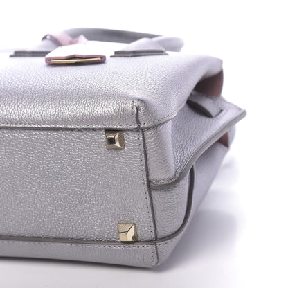 MCM Metallic Grained Calfskin Mini Milla Tote Spike Silver 15 of 15