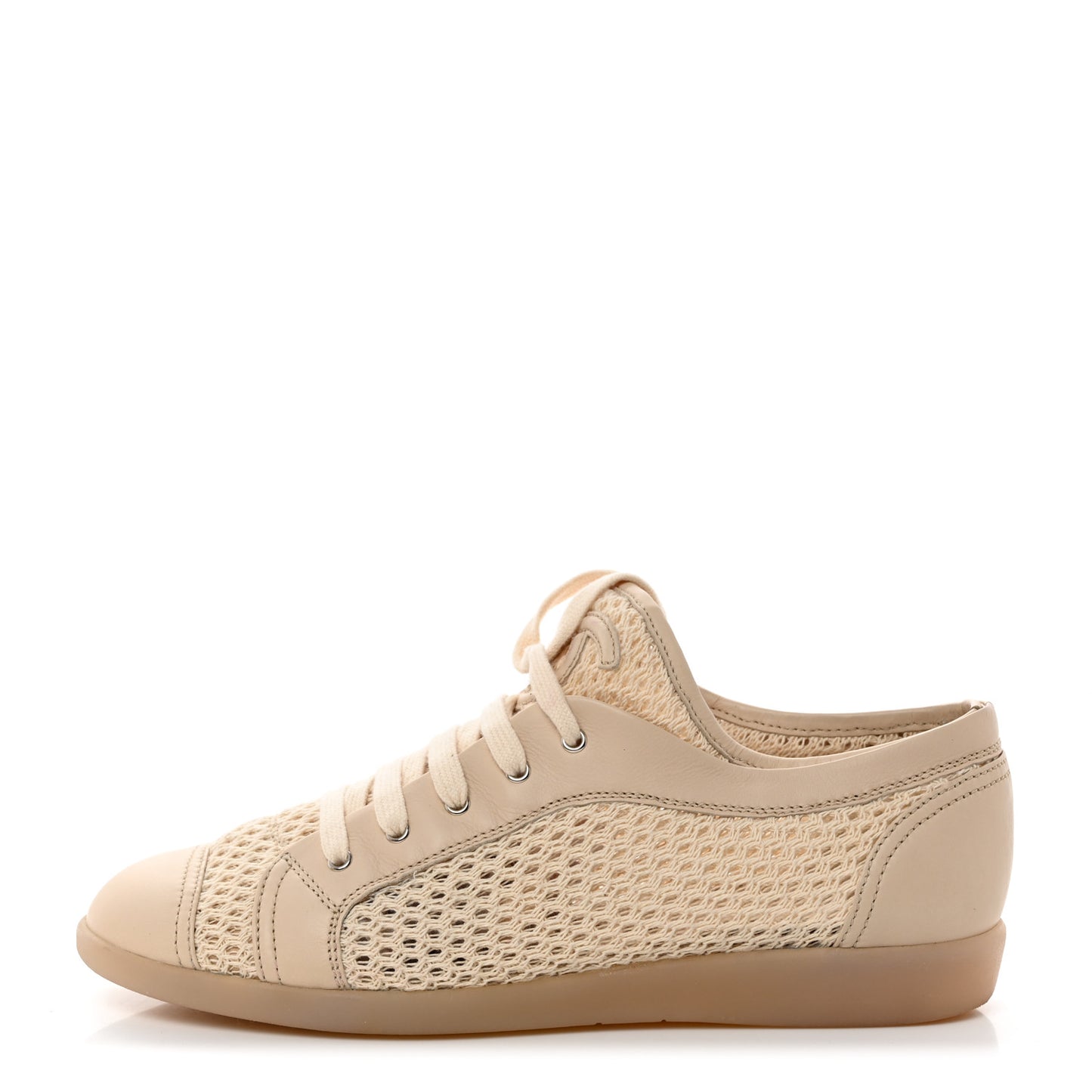 Lambskin Mesh Cap Toe CC Sneakers 41 Beige