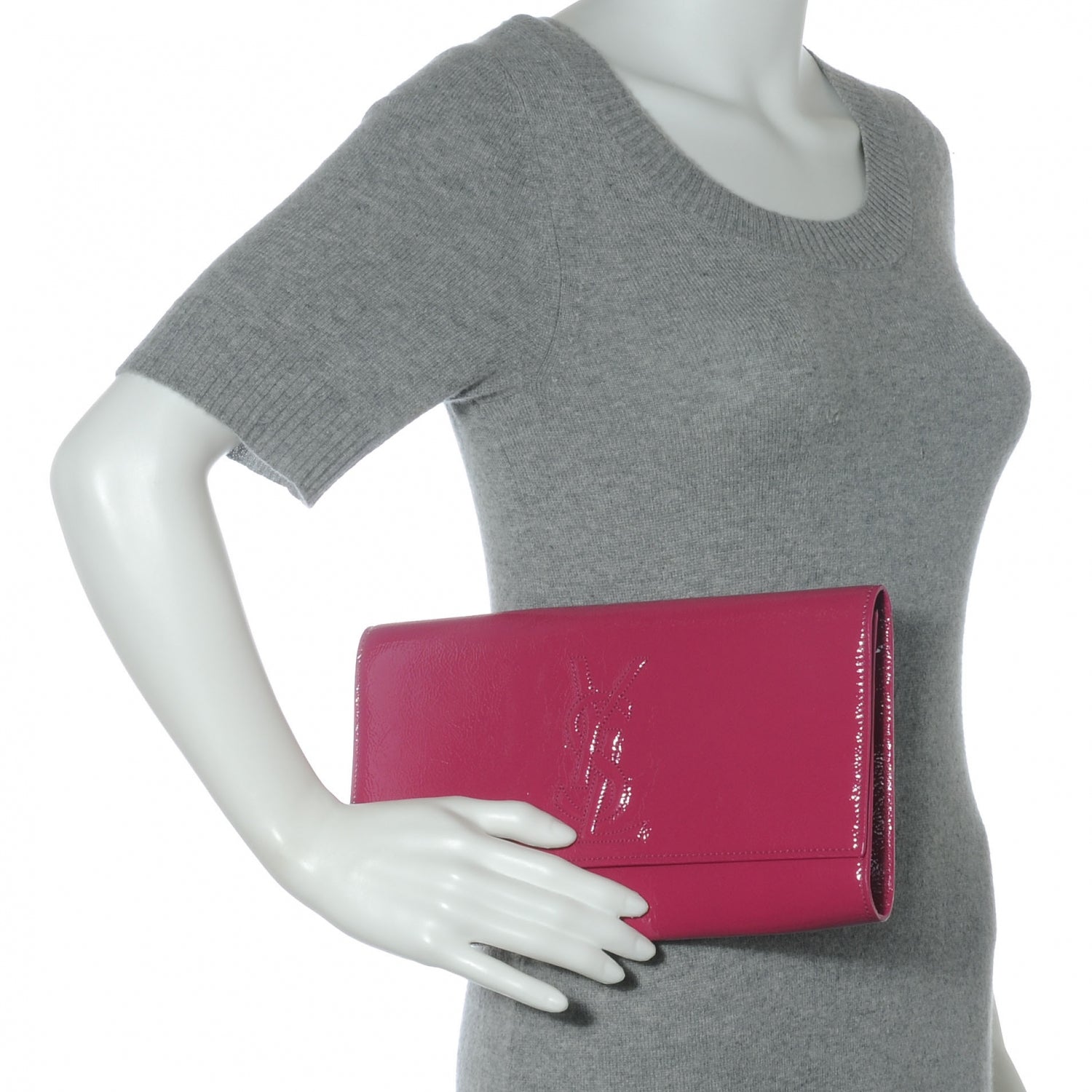 Saint Laurent Textured Patent Belle de Jour Clutch Pink 2 of 7