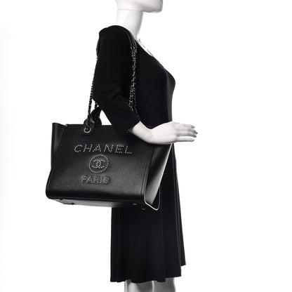 Chanel Caviar Small Studded Deauville Tote Black 2 of 10