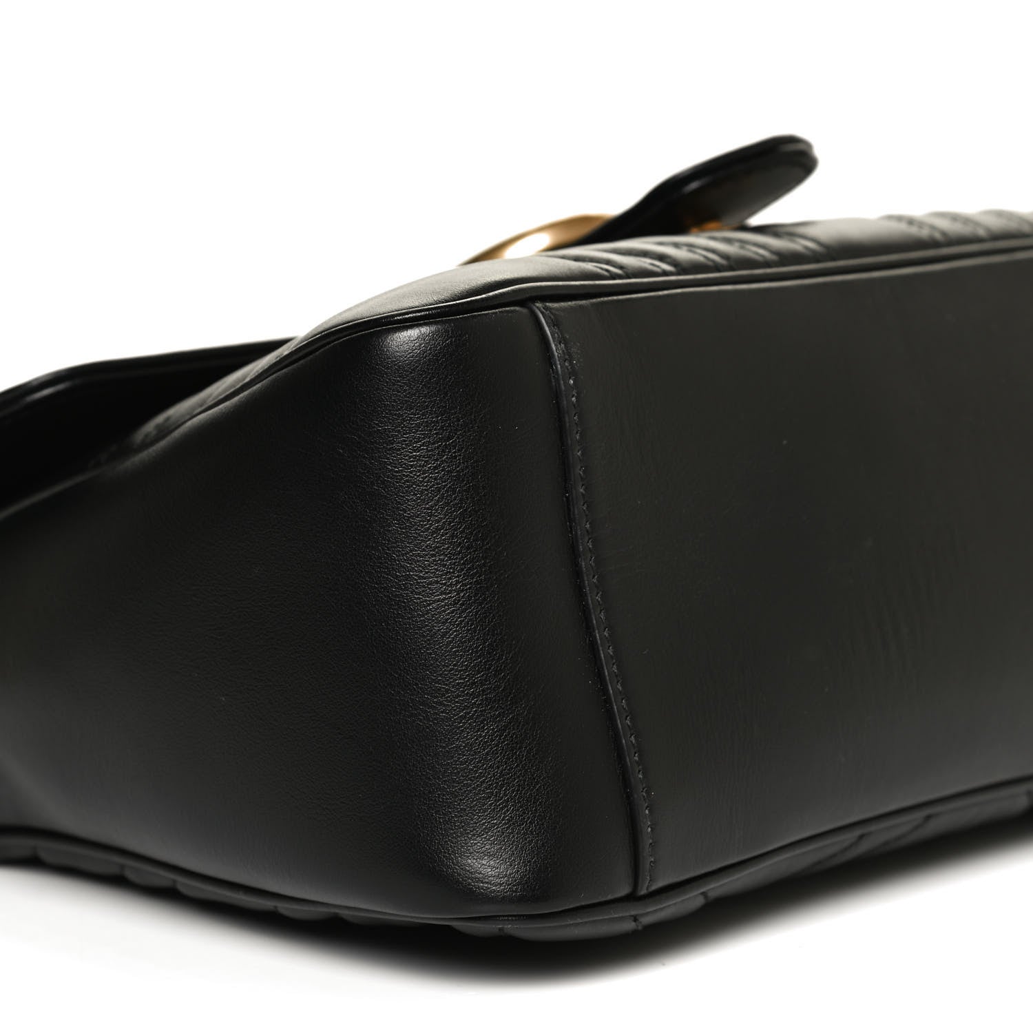 Gucci Calfskin Matelasse Small GG Marmont Top Handle Shoulder Bag Black 10 of 11