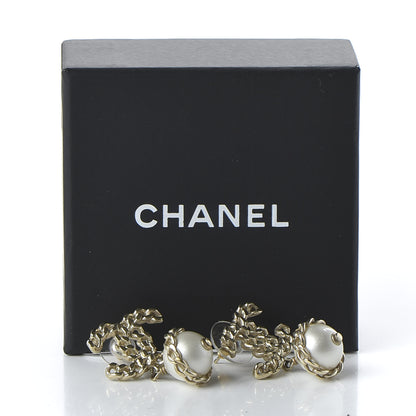 Chanel Pearl Chain CC Dangle Earrings Gold 5 of 5