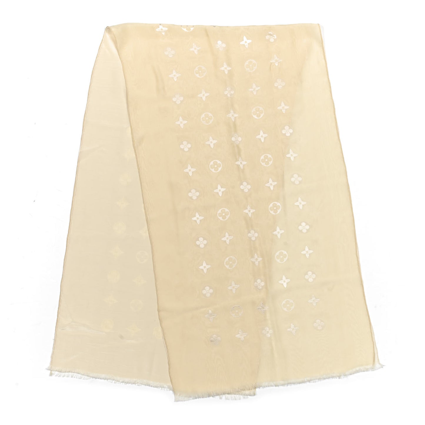 Silk Lurex Wool Monogram Shine Shawl Beige