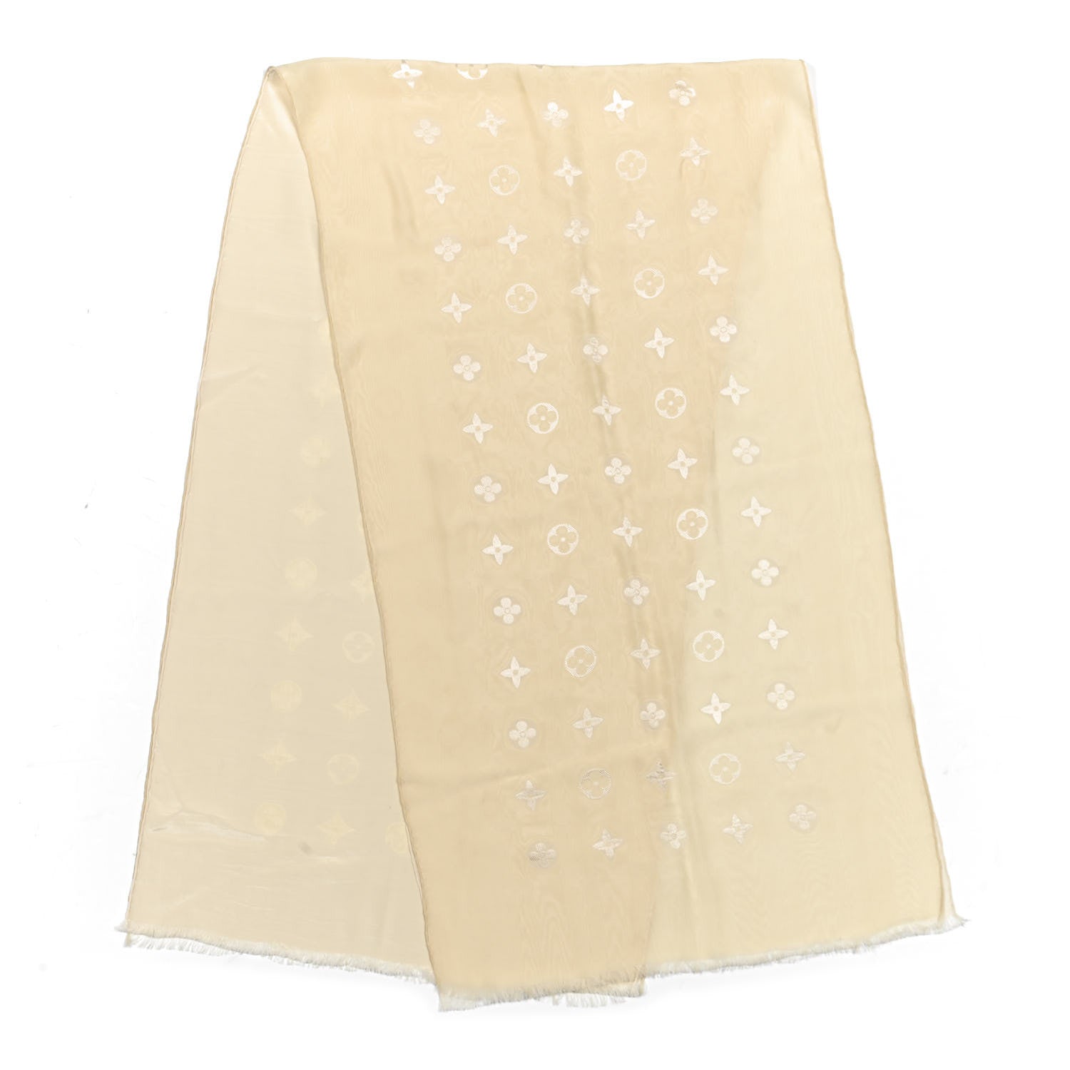 Louis Vuitton Silk Lurex Wool Monogram Shine Shawl Beige 2 of 3
