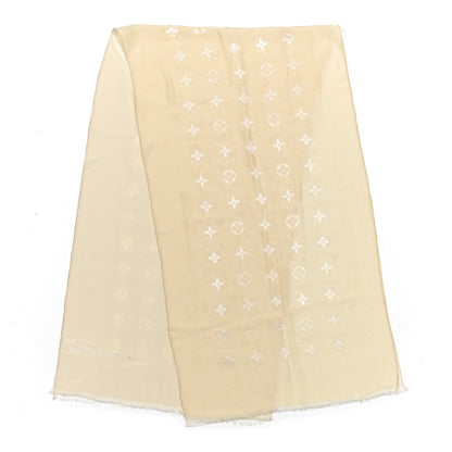 Louis Vuitton Silk Lurex Wool Monogram Shine Shawl Beige 2 of 3