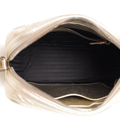 Prada Metallic Nappa Impunture Diagramme Crossbody Pirite 4 of 8